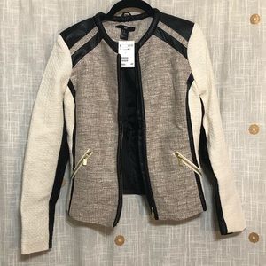 H&M Motorcycle Jacket Blazer Cream and Black
